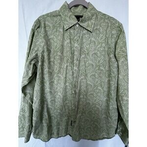 Banana Republic Men's M Green Paisley Long Sleeve Button Shirt Cotton
